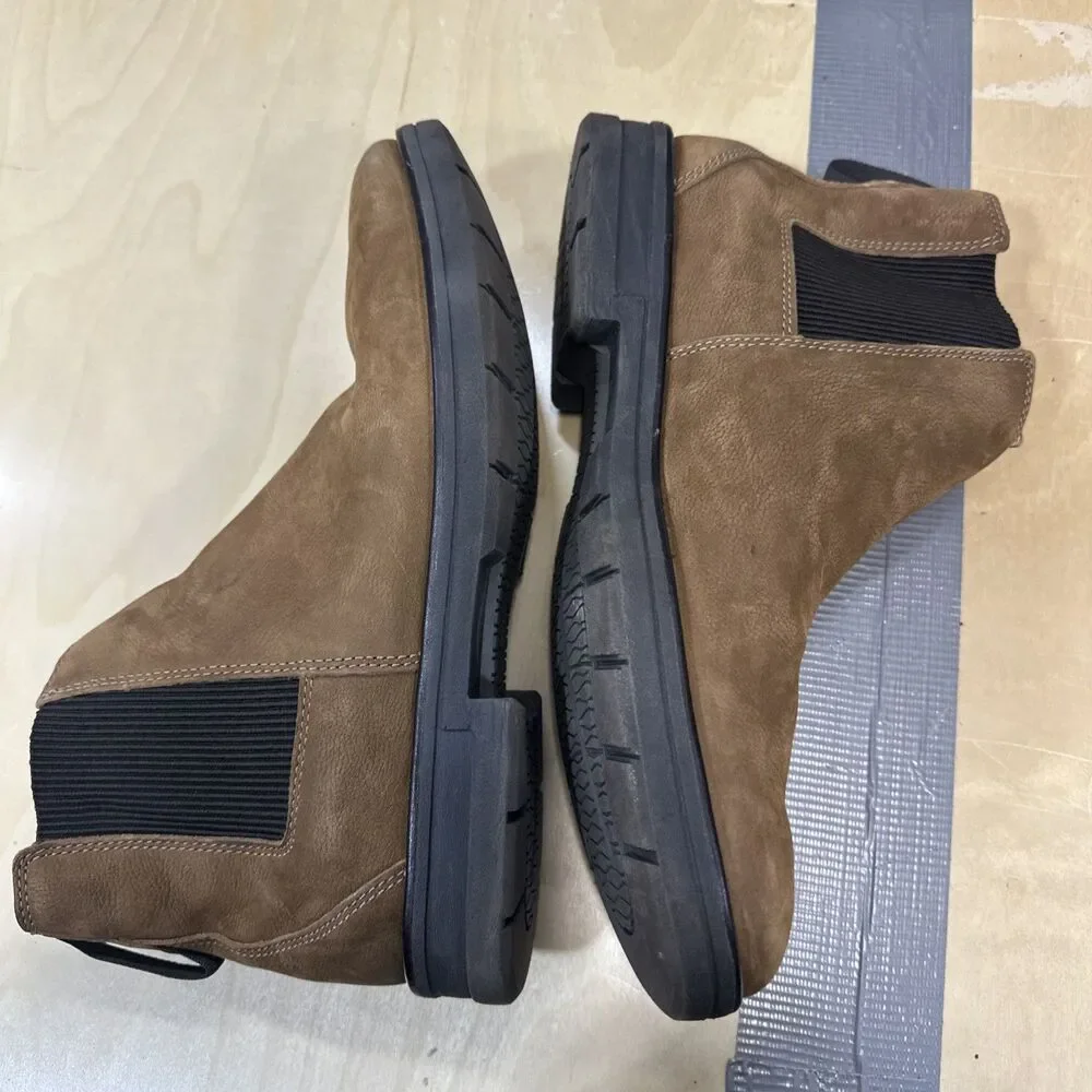 Men's Clarks Unstructured Ankle Slip On Boot Brown Nubuck Wide 12m